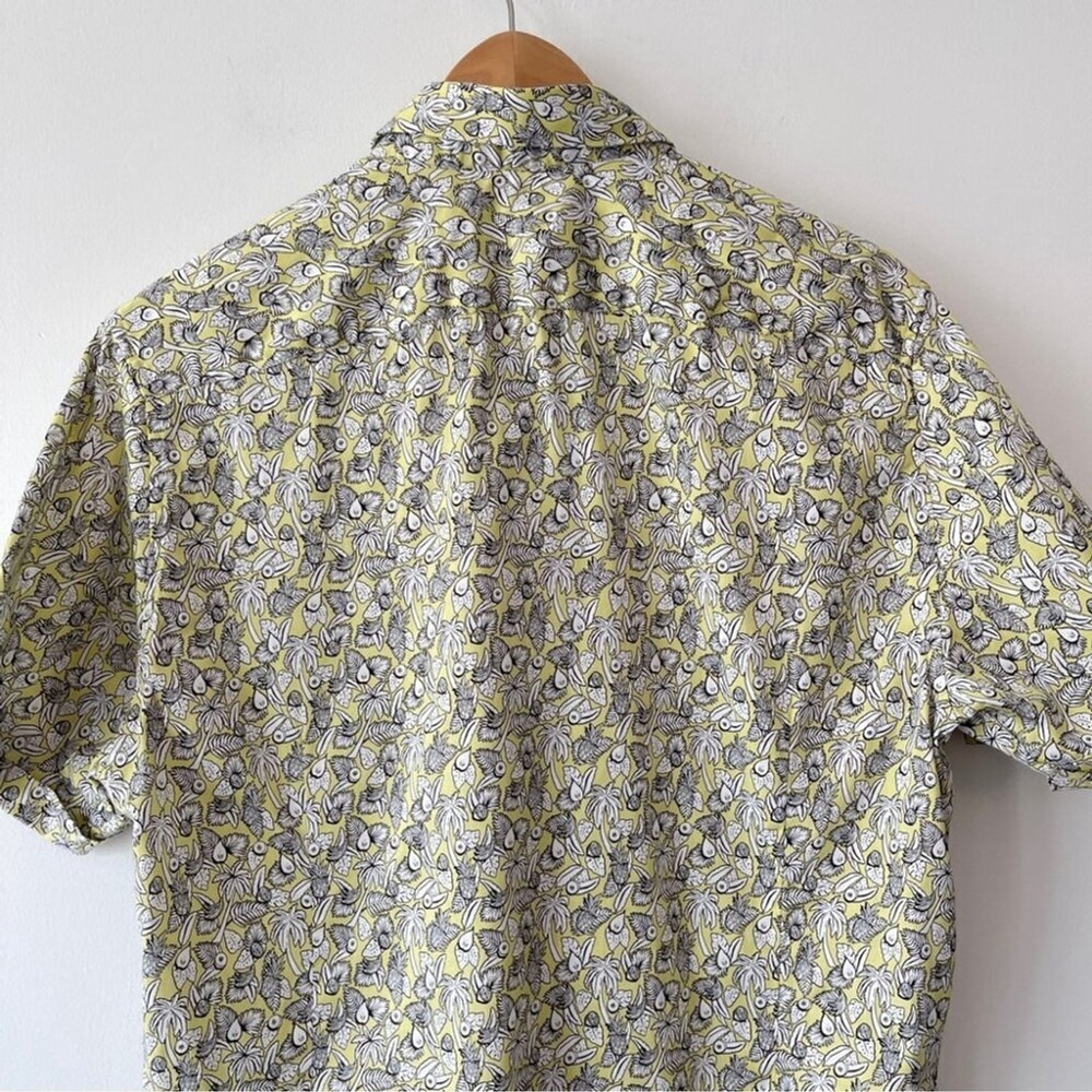 Ted Baker Short Sleeve Button Down Casual Dress shirt Tropical yellow white blk - Picture 4 of 10